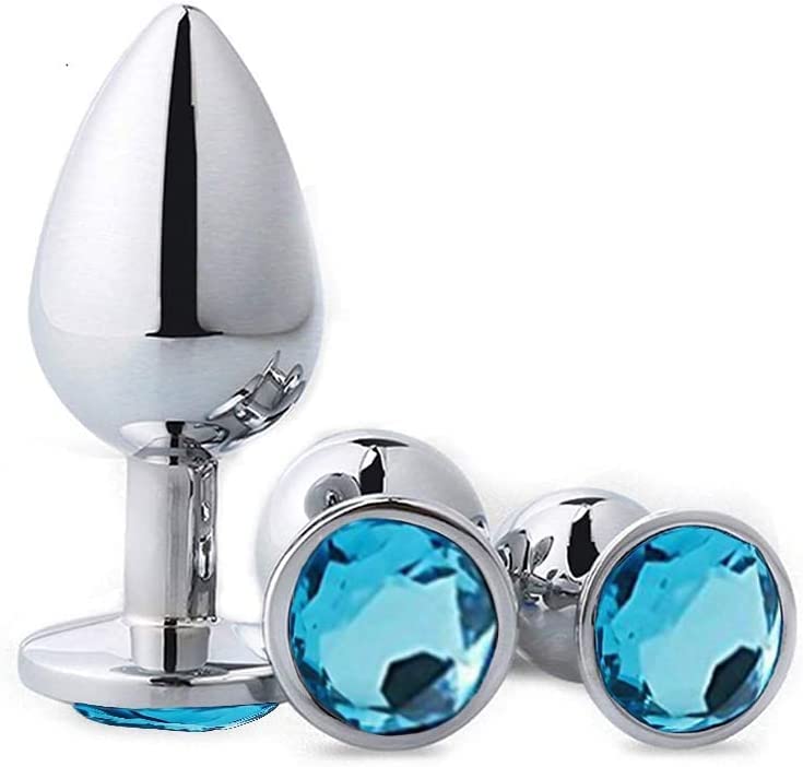 3pcs Light Blue Round Newly Butt Toy Plug Tool for Men Women Trainer Expanding Plug Toys Stainless Steel Amal Plug Butt Toy for Couples Trainer Kit Hoodies Party-4ar2