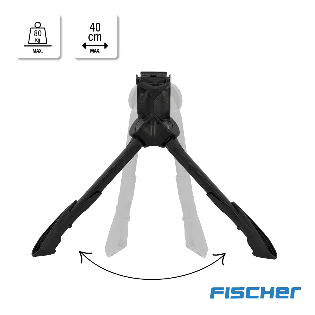Fischer Zweibeinständer Jumbo, Fahrradständer passend für Fahrräder von 27-28 Zoll, für E-Bikes, Transporträder, Tandems und Fahrräder geeignet, Tragkraft 80kg, schwarz