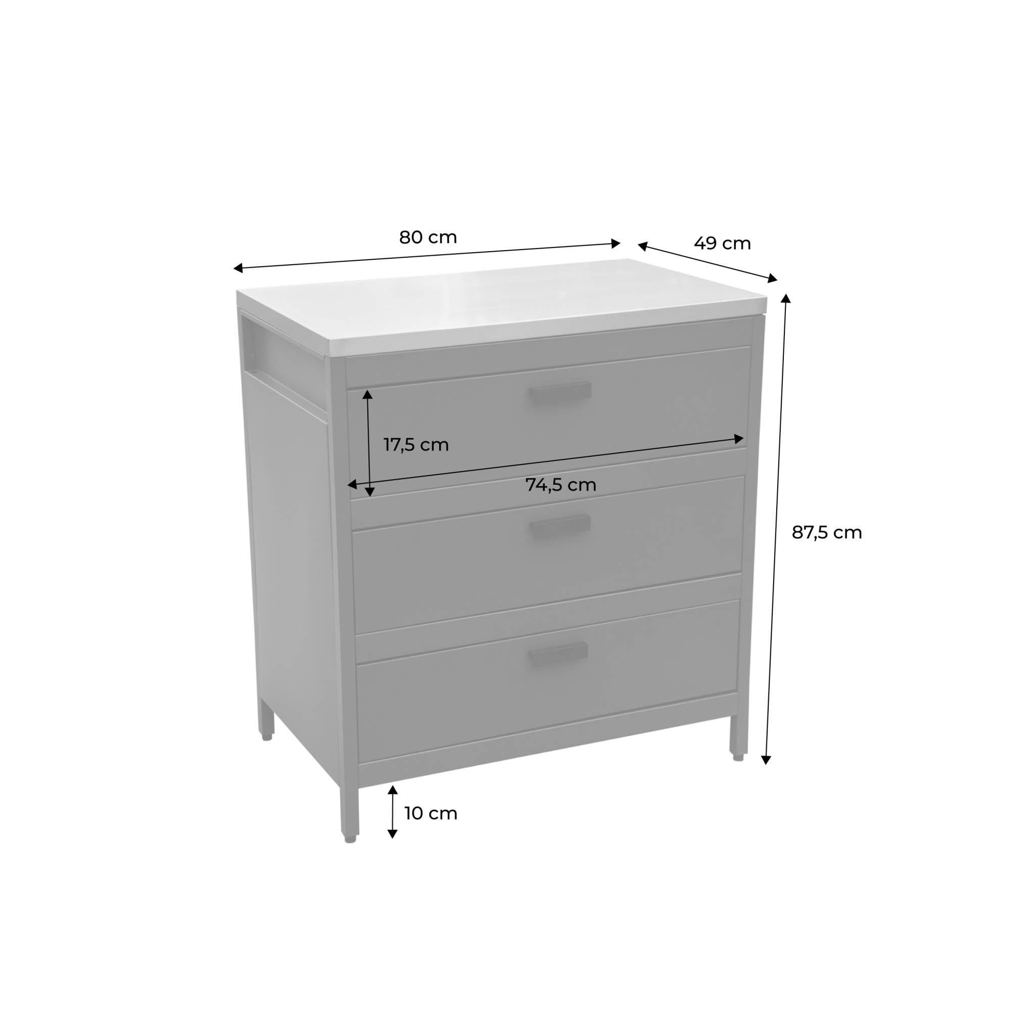 sweeek - Cuisine d'extérieure en acier bleu gris avec 3 tiroirs L80cm