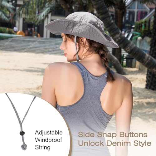 Image of Bucket Hat Wide Brim UV Protection Sun Hat Boonie Hats Fishing Hiking Safari Outdoor Hats for Men and Women