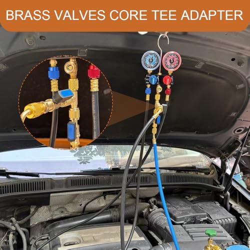 Adaptador Valvula Tee 1/4in 2 Piezas HVAC Laton miniatura 4