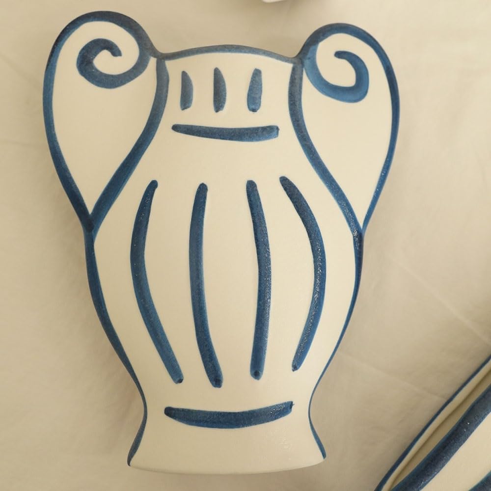 Wazony z kwiatami Wazon w stylu greckim z uroczym wzorem rzymskiej kolumny, ręcznie robiony ceramiczny pojemnik na kwiaty, ozdoba do domu(Duży)