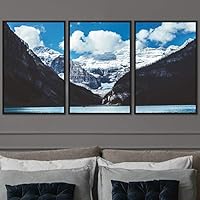 3 Piece Framed Canvas Wall Art Winter Lake Canvas Prints Home Artwork Decoration for Living Room,Bedroom - 16