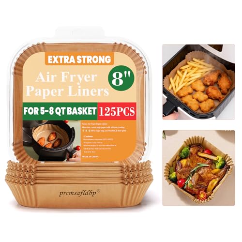 Air Fryer Liners, 125 Pcs Disposable Air Fryer Liners for Home Bakers, 8 Inch Non-Stick Air Fryer...