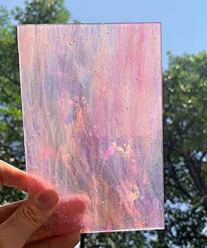 Lanyani 12 Sheets Iridescent Clear Textured Stained Glass Sheets for Crafts, 4x6 inch Cathedral Art Glass Packs for Mosaic Work