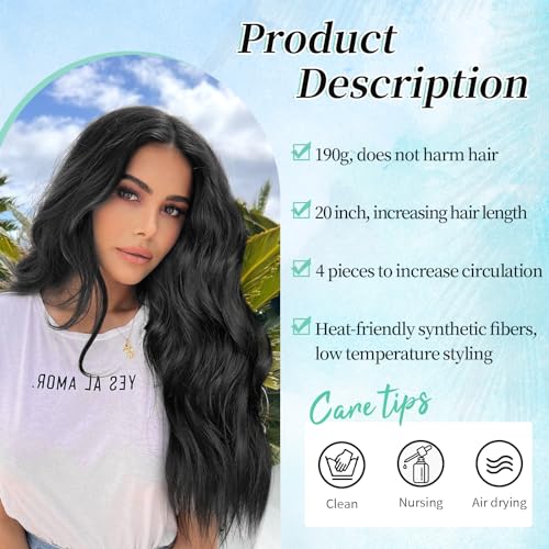 Image of KooKaStyle Wavy Thick Clip in Hair Extensions 16 inch Black