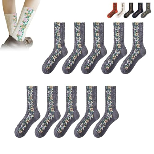 Saturation Floral Socks, Vintage Embroidered Floral Socks, Embroidered floral Crew socks, Cute and Comfortable