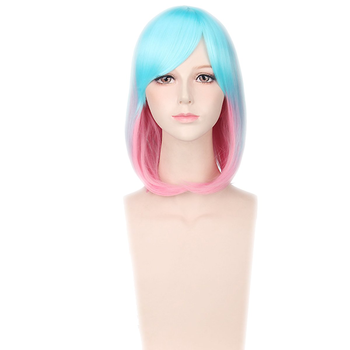YX Harajuku anime Cosplay Wig, Pink and Blue Gradient Short