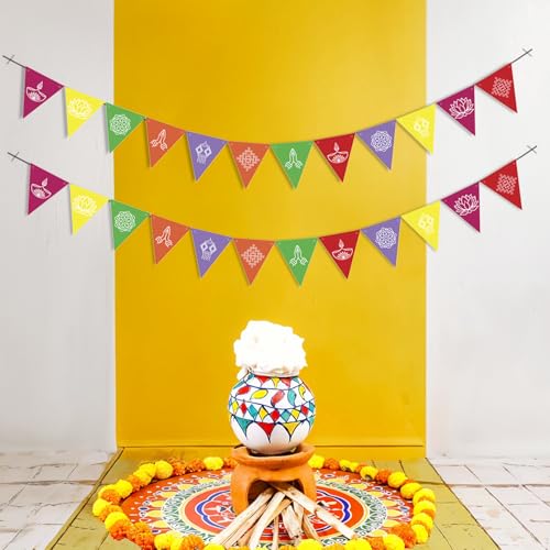 Image of Party Propz Festive Decorations Banner - 2 Pcs, 54 Inch Traditional Print Decorations Banner, Holi Decoration Items for Home, Holi Banner, Haldi Decor (Cardstock)