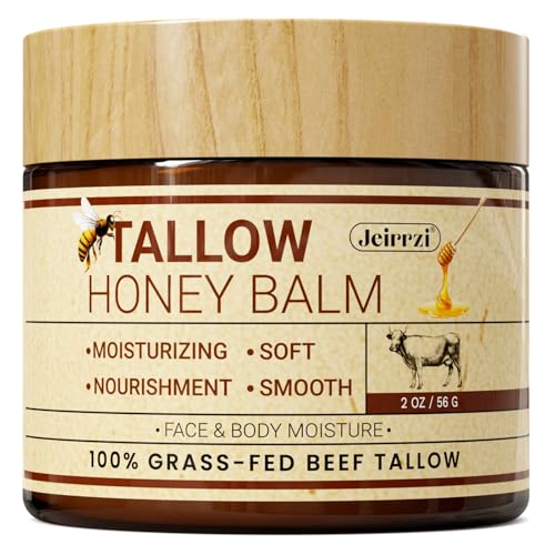 Beef Tallow for Skin, 100% Grass-Fed Tallow and Honey Balm for Face Body Moisturizer for Aging Dry Sensitive Skin, Deep Hydration & Nourishment 2 OZ