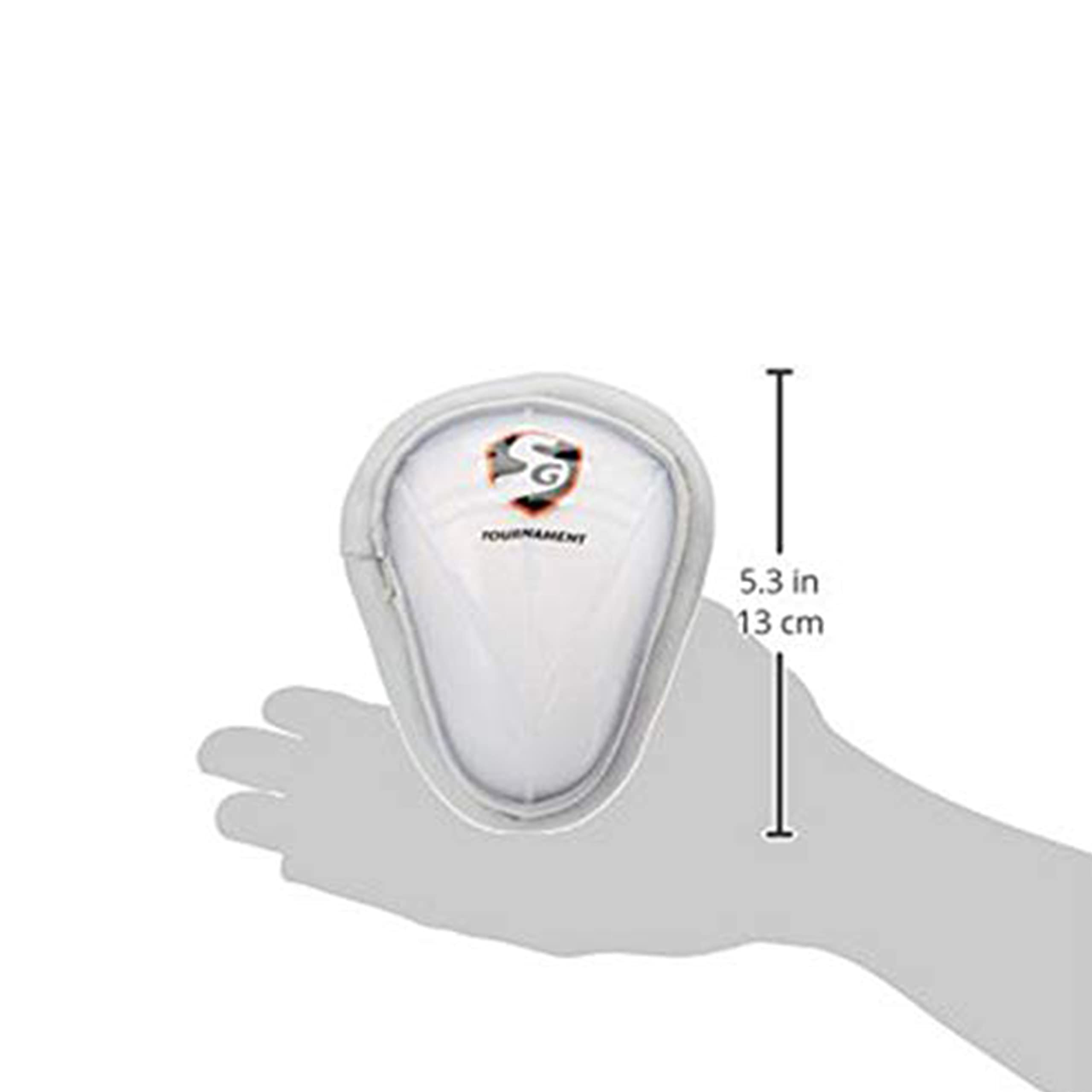 SG Protège-abdominaux Tournament (Blanc, Taille : Jeune) | pour Homme et garçon | Bordure Souple | Protection Guard
