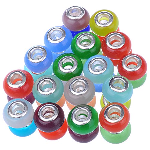 RUBYCA 30Pcs Mix Tiger Eye Murano Lampwork Glass Beads fit European Charm Bracelet for Jewelry 14MM2