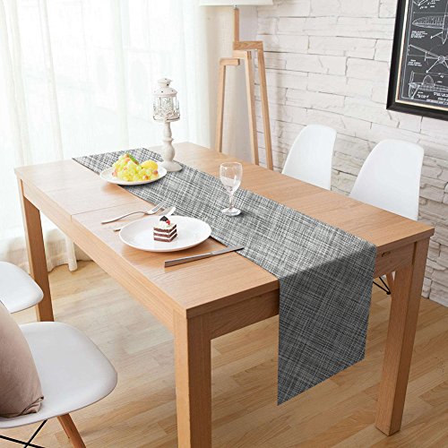 Homcomodar Camino de Mesa Lavable Camino de Mesa de Vinilo Tejido para Mesa de Cocina 30x180cm (Gris) Cover