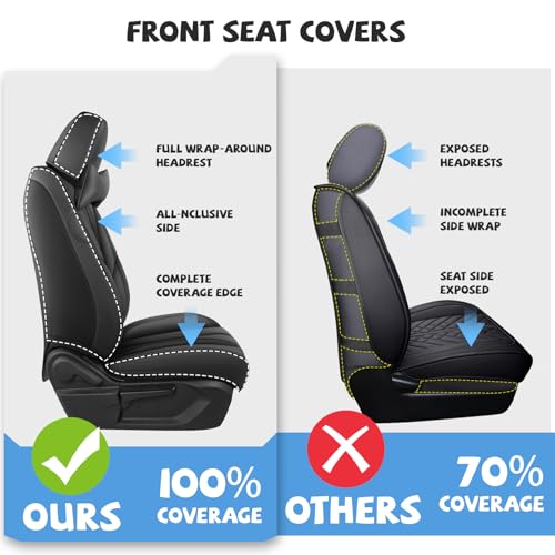 Image of Seat Covers for Chevy Silverado 1500 2007-2026 (Classic Black Luxury 2 Set)