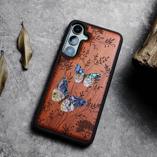 Coque Galaxy S23 FE en bois gravé et nacre de luxe Carveit