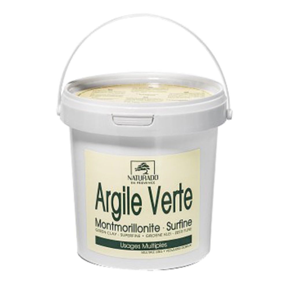 Naturado Argile Verte Montmorillonite seau de 1 kg pour Peau Normale, Peau à problèmes, Peau Mixte, Peau Grasse