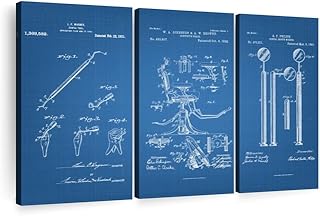 Elephant Stock Dental Clinic Tools Blueprint Wall Art, 3-Piece Ready-to-Hang Patents Wall Art and Industrial Decor, Industrial Wall Decor and Professions Patent Prints Wall Art for Men - 45