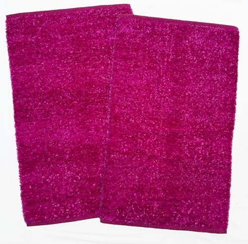 Image of House2Home Feather Cotton Blend Door Mat | 2Pc. Combo | 50x80cm | Side Binding - Available in 8 Colors (Deep Pink)