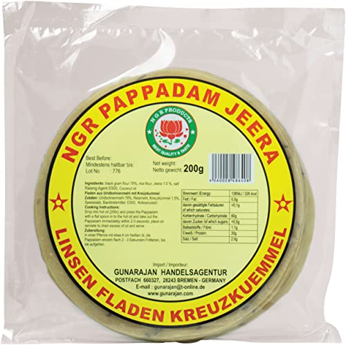 Ngr Pappadam, Linsenmehlfladen, mit Kreuzkümmel, 200g (1 x 200 g Packung) Cover
