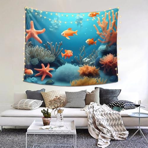 Tapisserie poisson corail TYUMH : décoration murale lavable pour studio - 5