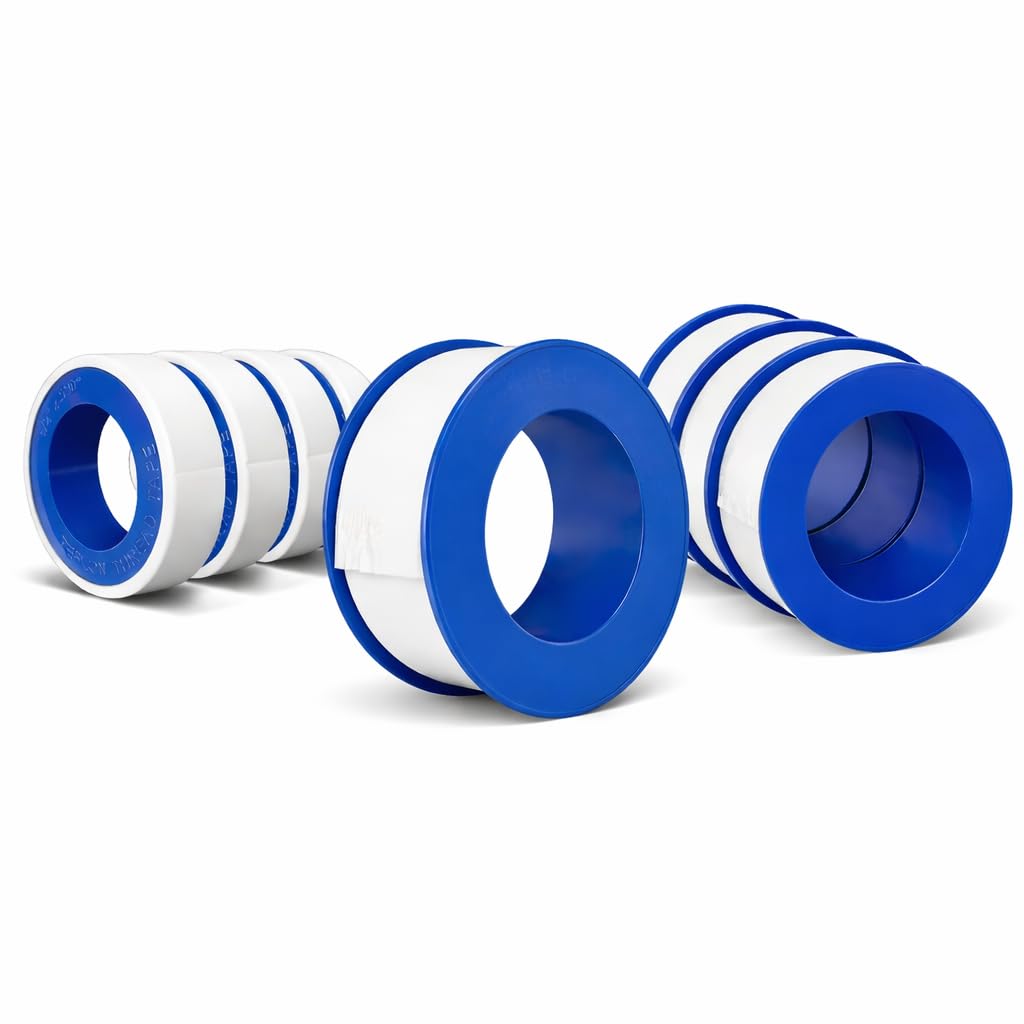 PTFE Teflon Thread Seal Tape, 4 Rolls, 1/2 Inch x 520 Inches, Plumbing Thread Sealing Tape for Shower Heads, Water Pipe Sealing, Leak-Proof Pipe Fittings
