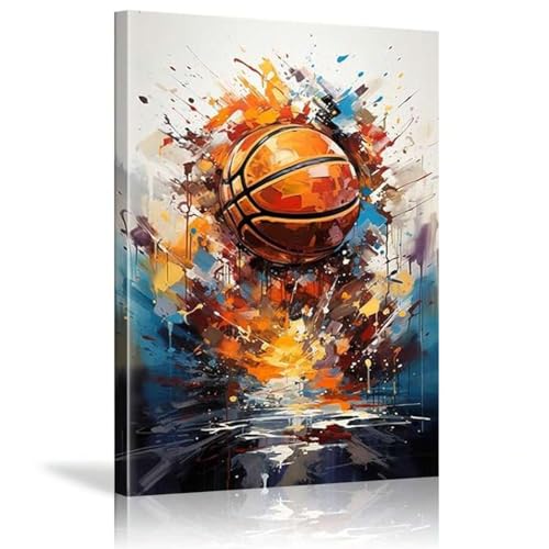 Affiche graffiti basket-ball encadree pour mur blanc sans vie