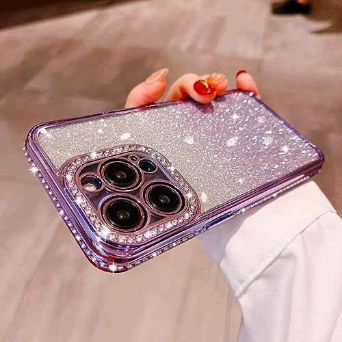 Coque en diamant dégradé iPhone 11 Pro anti-choc en silicone brillant violet