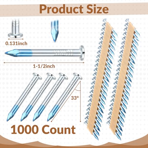 Image of Tandefio 1000 Pcs Joist Hanger Nails Framing Nails Box, 1-1 /2 x 0.131 Inch