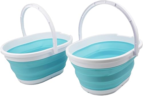 Miniatura 1 de SAMMART Cesta plegable con asa de 11 litros (2.9 galones)  Cesta de picnic portátil al aire libre  Contenedor de almacenamiento plegable para lavar