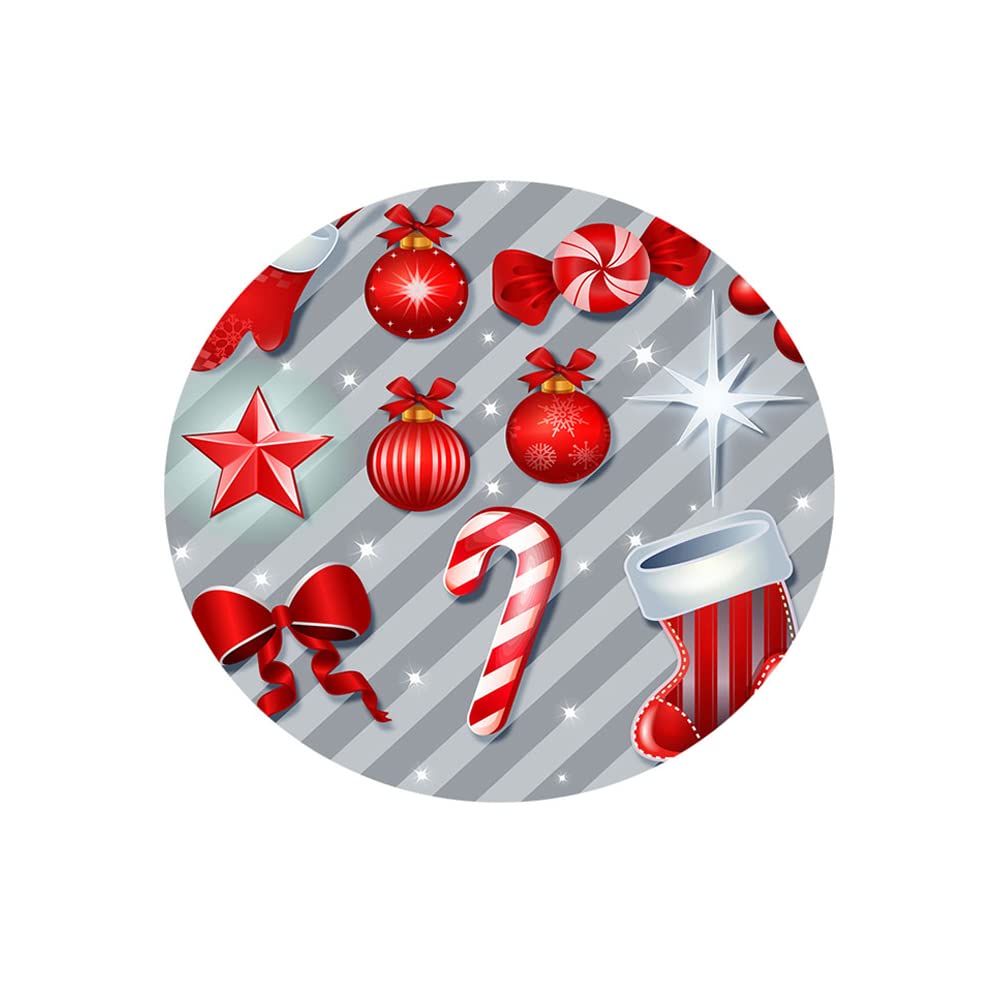 Treer-Shop Candy Cane Treer Christmas Round Tablecloth Waterproof Wipeable, 3D Printing Circular Tablecloths Fitted Elastic Edged Xmas Table Cover Decoration For Kitchen Picnic Outdoor Party (,100Cm)
