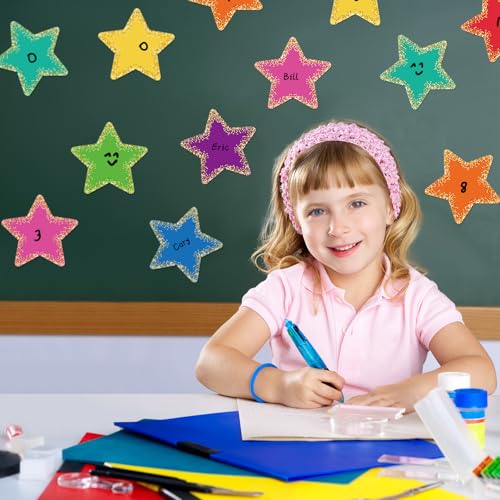 Image of Seajan 108 Pcs Confetti Star Cutouts for Classroom 5.5 Inch Large Bulletin Board Paper Star Decor Assorted Colors Accent for DIY Craft Office School Projects Party Supplies (Pack of 2)