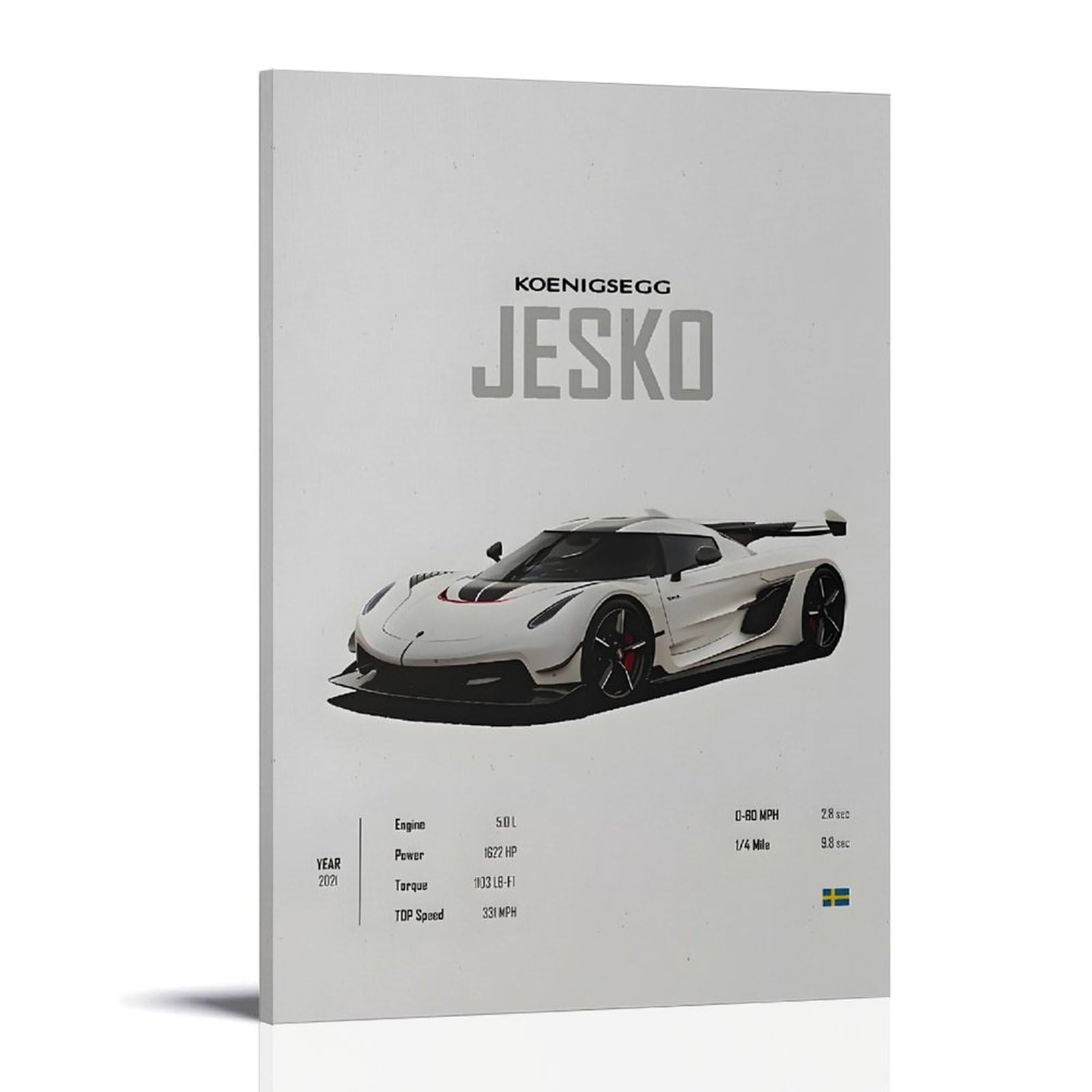 Pokkmnjb Frame-Style Koenigsegg Jesko Super Sports Car Posters Aesthetic Canvas Wall Art Print Home Decor For Bedroom Living Room12x18inch(30X45cm)