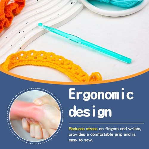 Image of QMNNMA 5.5 mm Crochet Hook, Ergonomic Crochet Hooks, Crochet Needles | Ergonomic Crochet Hooks for Arthritic Hands, Crochet Needles for Yarn, Colorful Transparent Crochet Hook for Beginners