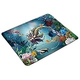 Bath Mats for Bathroom, ﻿Mermaid Blue Sea World Dolphin Sea Turtle Elegant Colorful , Absorbent Bath Rugs Non-Slip Decor Quickly Drying Comfort Floor Mat（32〃x20〃）