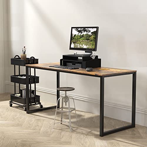 Image of SHW Mission 48-Inch Home Office Computer Desk, Rustic Brown