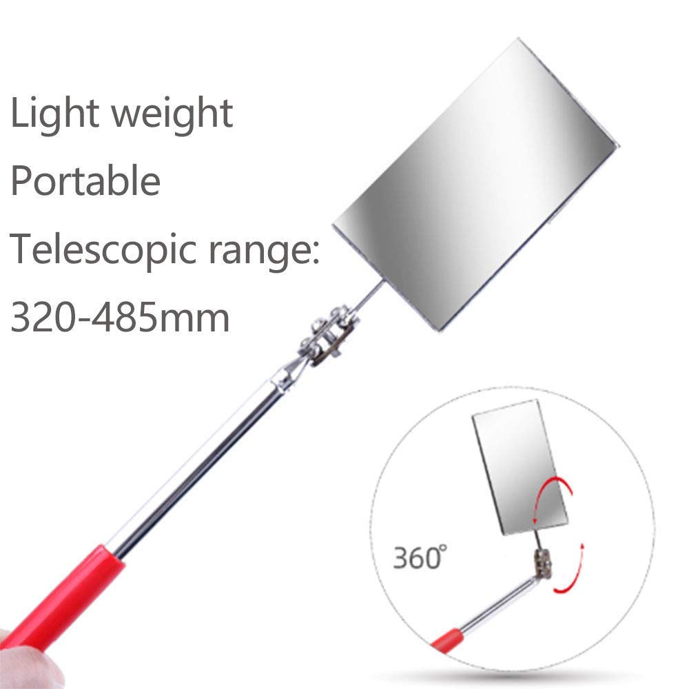 Specchi di ispezione telescopici Specchio di ispezione telescopico Rettangolare,36 - -Rotazione Libera di Gradi e Impugnatura del Cuscino espandibile,Si estende da 320 mm a 480 mm,