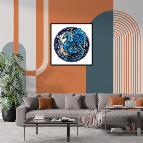 ijbnhd 5D Dragon Stain Glass Diamond Art Kits for Adults 14X14inch - image 4