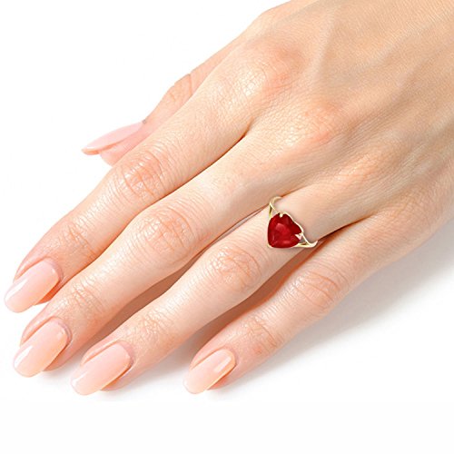 Galaxy Gold Gg 14K Yellow Solid Gold Ring 10.0 Mm 4.30 Ct Heart Ruby 5663Y (8.5) #TOP1