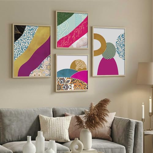 Image of Kotart Paintings Set of 4 Framed Paintings for Wall Decoration - Framed Wall Posters /Paintings for Living Room Bedroom with Frame - Big Size Wall Paintings /Hangings Set of 4 (Art 10, Big (13x17 or 13x13 inch))