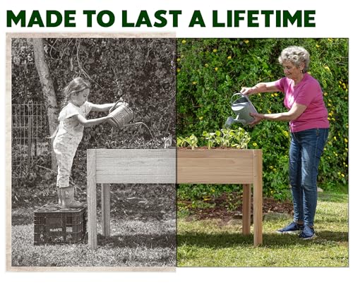 Wooden Raised Garden Bed with Legs for Outdoor // 48×24×33in Elevated Planter Box for Vegetables, Flowers // Large Wood Raised Beds for Backyard Patio Gardening - Thumbnail 2