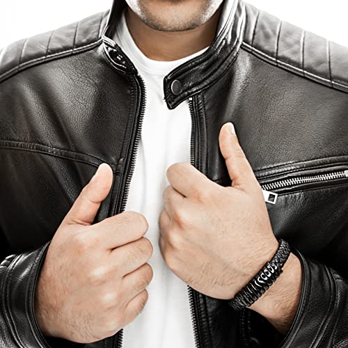 Image of SERASAR Premium Leather Bracelet Men | Stainless Steel Magnetic Clasp | Three Colors | Jewelry Box Included