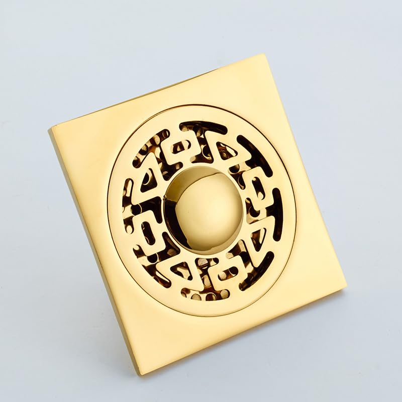 Rejilla Desague Ducha Desagüe de Ducha Dorado Suelo baño residuos Lavadora Cuadrado Tapa colador Rejilla desagüe(Golden C2)