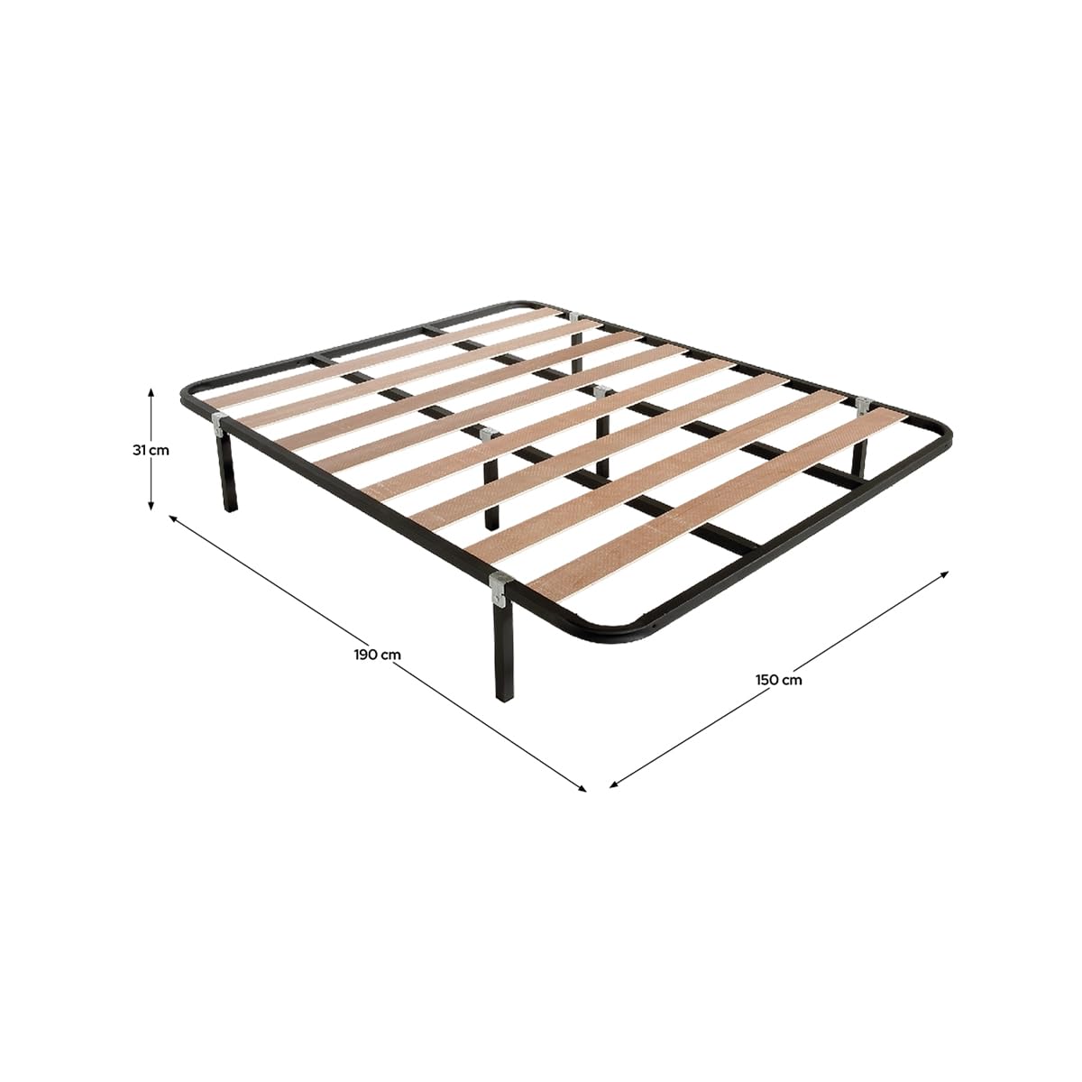 DEKIT - Somier Lama Ancha Kerry con Patas 150 x 190 cm