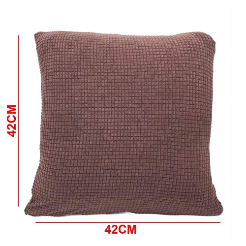 Image of House of Quirk Jacquard Throw Pillow Case Cushion Cover Home Sofa Decorative (Cover Only,No Insert)(16.5x16.5 inch / 42x42cm) (Brown, 4)