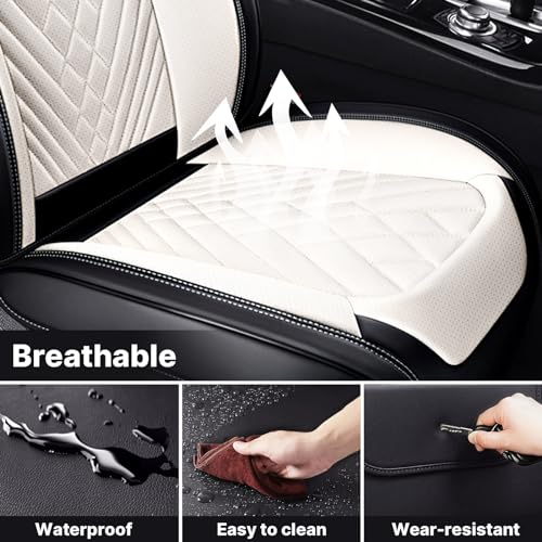 Image of Front Seat Covers for Ford Transit 150 /250 /350 Van 2015-2026,Cream White