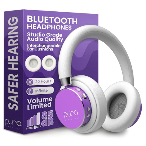 Puro Sound Labs BT2200 Plus Kids Bluetooth Headphones – Volume-Limiting 85dB, Studio-Grade Audio, Over-Ear & Comfy Design, 20-Hour Battery Life, Easy to Connect Wireless Headphones for Kids, Purple