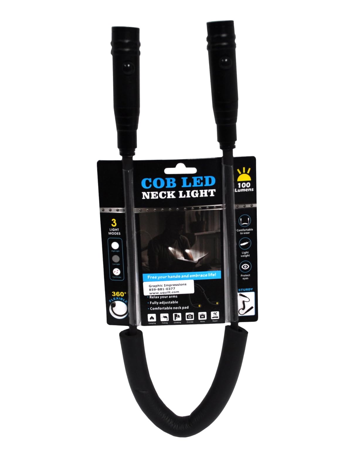 Generic COB LED Hands Free Neck light, Black