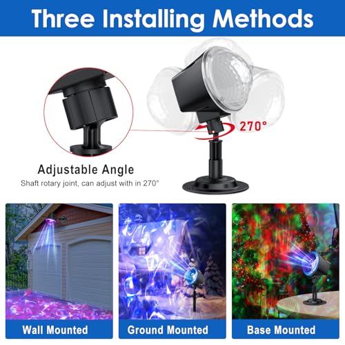 Image of Ocean Wave Projector Light Outdoor 15 Colors Water Ripple Effect Lamp | IP65 Outdoor Projector with Remote for Halloween Christmas Decor - Ideal for Yard, Wall, Ground, Parties & Holiday Displays