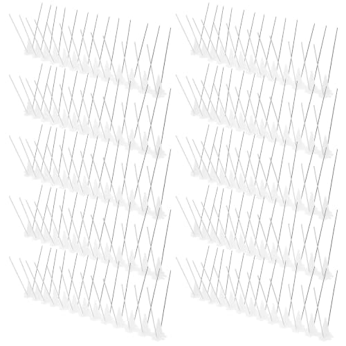 POPETPOP Pinchos Disuasorios para Pájaros 10 Piezas con Base de Acero Inoxidable y Plástico para Evitar Aves se Posen en Granjas y Áreas Campestres