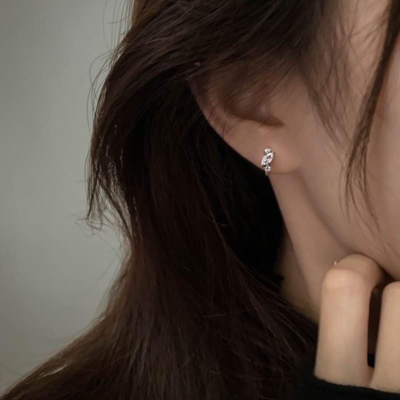 Cute CZ Small Hoop Cartilage Earrings for Women 925 Sterling Silver Gold-Toned Cubic Zirconia Tiny Huggie Hoops Dainty Birthday Wedding Jewelry - Image 2